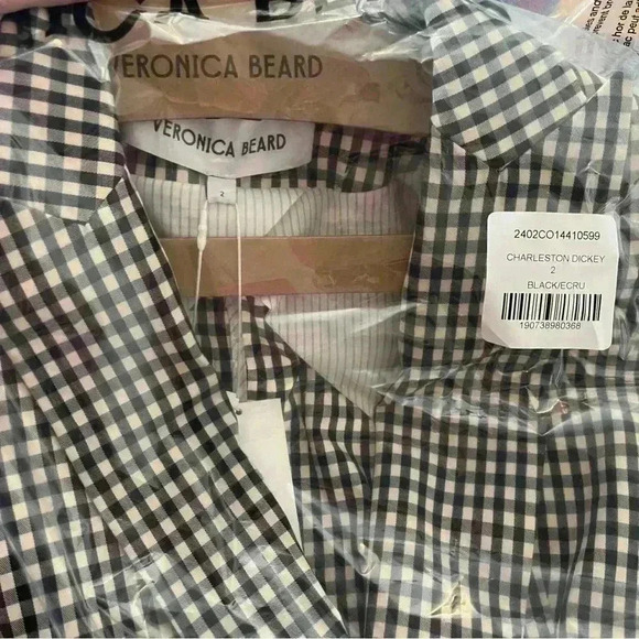 Veronica Beard Dickey Jacket Blazer Size 2 Black/Ecru Gingham Plaid Check - Picture 11 of 12